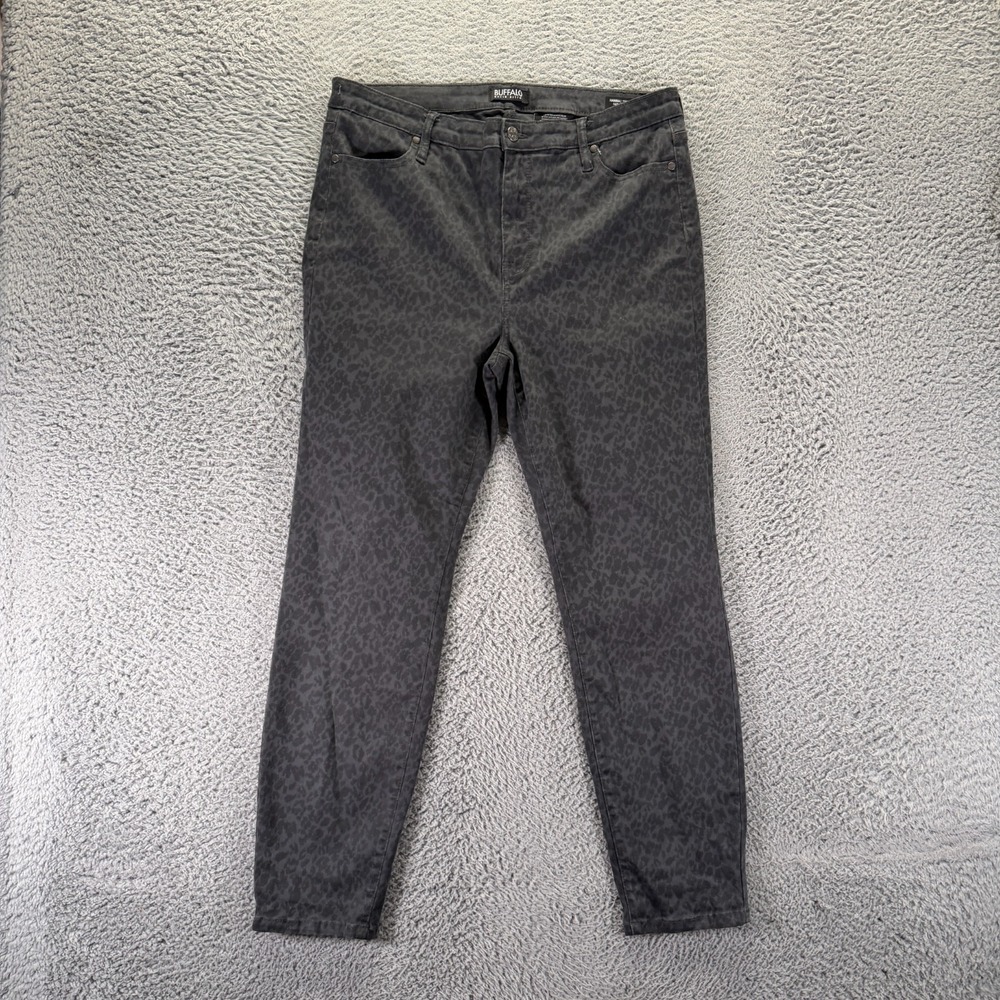 Buffalo David Bitton Hanna Jeans Women's 14 Gray Leopard Cotton Denim Skinny Leg